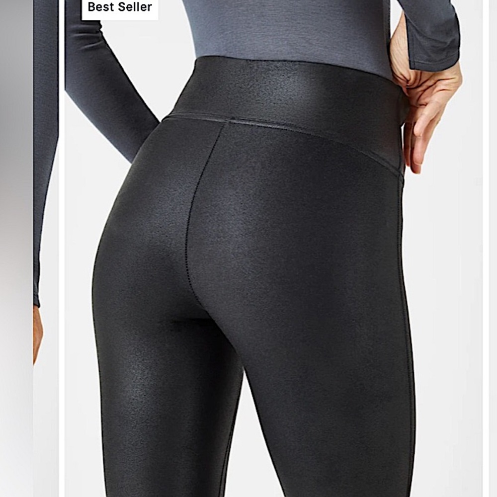 SPANX by Sara Blakely Black Faux Leather high waist contour support leggings
